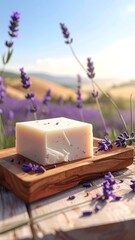 Lavender soap in field