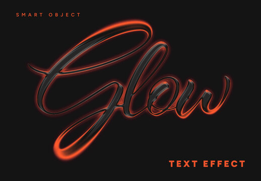Modern Neon Glow Text Effect Template with Realistic Light Reflection