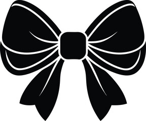 Black bowknot ribbon decorative element for gift wrapping holiday celebration or fashion accessory design