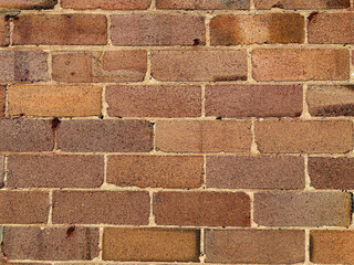 View of brown brick wall.