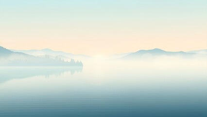 Fototapeta premium Dreamy Misty Lake with Soft Light Reflections