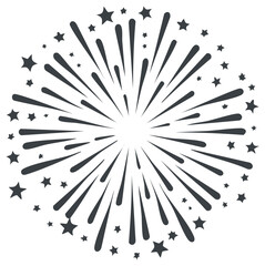 Obraz premium Stylized Fireworks Burst with Stars, Celebration Design Element for Graphic Design and Holiday Greetings