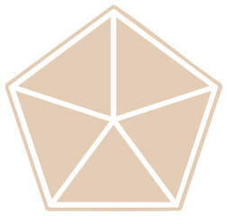 Geometric beige pentagon with white outline and star design elements minimalist pattern