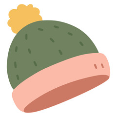 Knitted hat warm autumn head wear flat color vector illustration template design