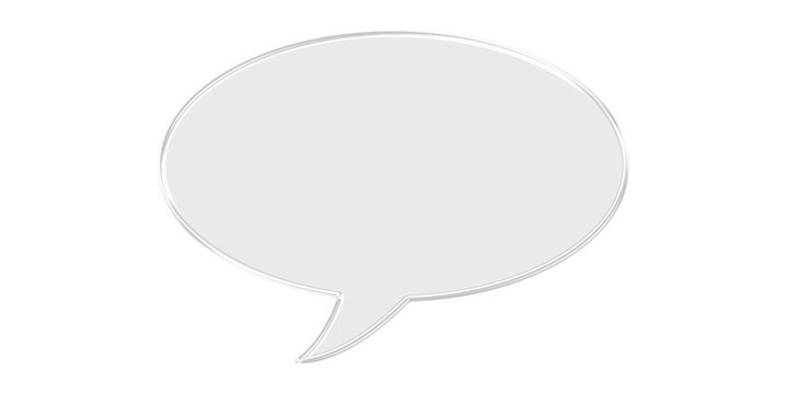Realistic Clear Glass Speech Bubble, Transparent Chat Icon on Alpha Background
