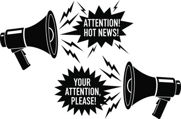 Megaphone announcement hot news attention please vector illustration editable stock