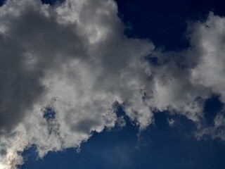 Clear Blue Sky with Fluffy White Cumulus Clouds