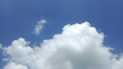 Clear Blue Sky with Fluffy White Cumulus Clouds