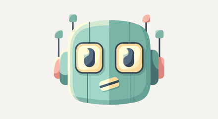 Whimsical robot character with retro design and curious expression a fun illustration