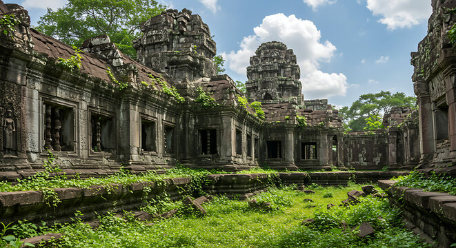 Preah Khan temple ruins in Angkor, Cambodia