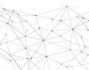 Abstract illustration of interconnected dots and lines on a white background