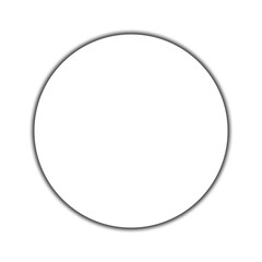Blank white circle with soft black neon shadow isolated on clean white background minimal design