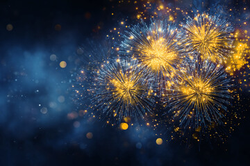 ブルーと金の抽象的な花火の背景イメージ