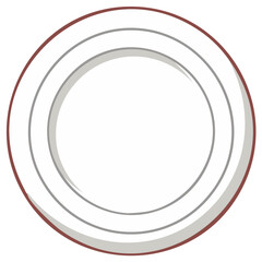 Empty circular plate with brown border line, isolated illustration