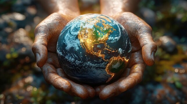 Hands Holding Earth - A Symbol of Environmental Stewardship and Global Responsibility.