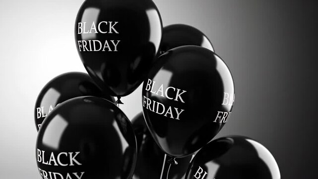 Black Balloons with Text for Sales Promotion Event Celebrating Black
