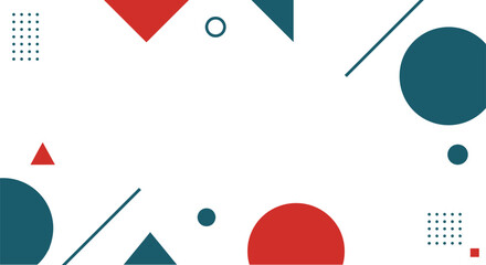 Modern Geometric Abstract Background Banner with Red and Teal Shapes for Presentation or Social Media Template