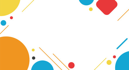 Modern geometric abstract background template with colorful circles and lines on white space