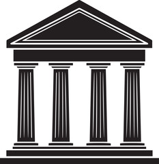 Black Silhouette of a Classical Greek Building Facade