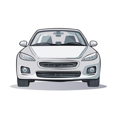 Naklejka premium Front view of a white modern car illustration. Transportation concept.