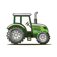 Obraz premium Green Farm Tractor Agricultural Vehicle Cartoon Vector Illustration