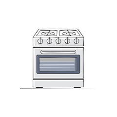 Fototapeta premium Simple line art illustration of a kitchen stove with an oven and electric burners.
