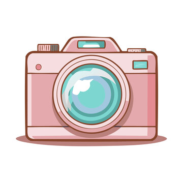 Pink Camera Cartoon Style Illustration Photography Device Creative Concept Design
