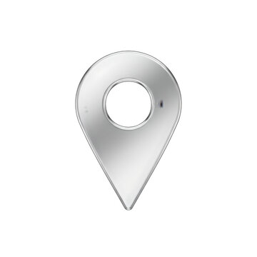 Silver map pin location metallic UI pointer icon png