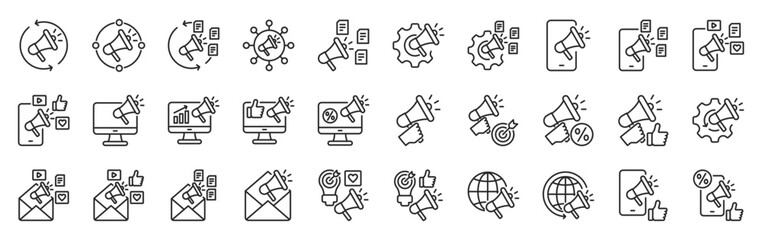 marketing icon pack outline style vector collection for business and sales promotion