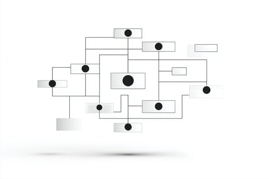 Minimalist algorithm flowchart logo isolated on transparent background