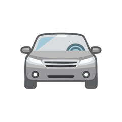Naklejka premium Front view of a simple grey car vector illustration. Flat design automobile icon for transportation and driving.