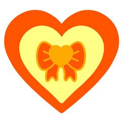 Sweet Orange and Yellow Heart with Bow Icon 