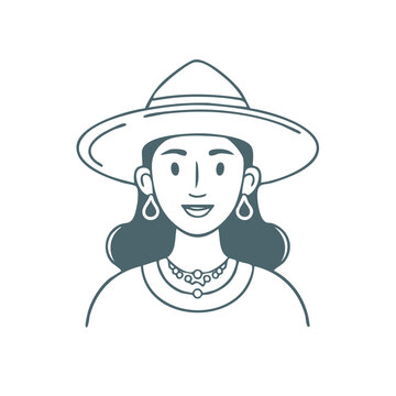 woman wearing hat smiling portrait clip art preview