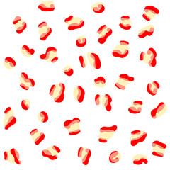 Abstract red and cream shapes on black background, artistic design elements 