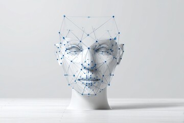 Flat style AI face identification icon isolated on transparent background