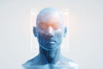 Abstract biometric face scanner logo isolated on transparent background