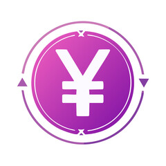 Obraz premium Yen Symbol Icon in Circle with Arrows and Gradient Design