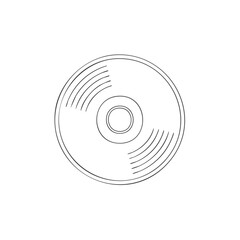 Retro vinyl record music disc line art sketch illustration for sound entertainment