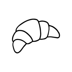 A simple hand-drawn doodle of a croissant, representing French breakfast culture and cozy coffee moments.