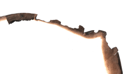 Real Burned Hole in white Paper middle PNG - Scorched Edges, Burnt Texture, Distressed Element, or Grungy Frame Overlay, Burnt paper hole