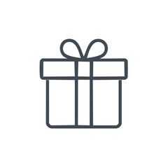 Vector graphic of a wrapped gift with a bow and ribbon, present package icon