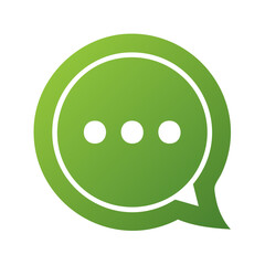 Fototapeta premium Green Gradient Chat Bubble Icon with Three White Dots Communication Concept