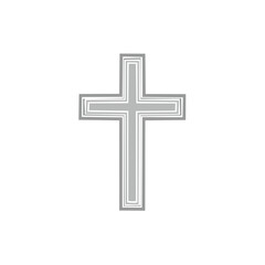 Grey Christian cross with layered borders, depicting faith and spirituality
