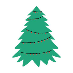 Simple flat christmas tree. Christmas ornament vector illustration