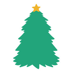 Christmas tree with a star flat style vector illustration