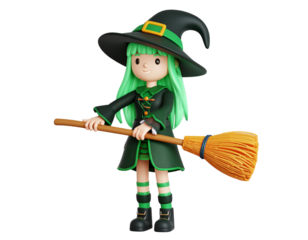 halloween witch with broom
