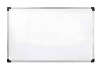 Isolated empty whiteboard or magnetic dry erase board with frame.