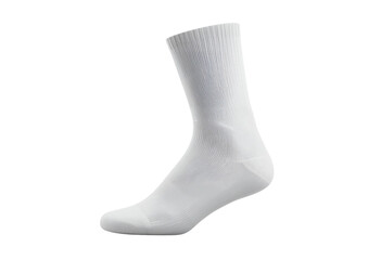Isolated white athletic crew sock mockup for sports or casual wear.