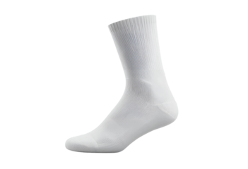 Isolated white athletic crew sock mockup for sports or casual wear.