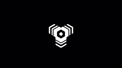 Futuristic Geometric Abstract Logo Animation with Pulsating White Lines on Black Background